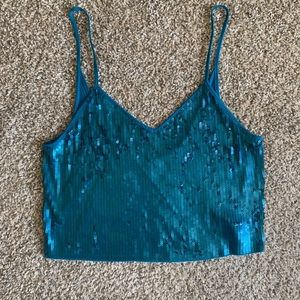 Express Sequined Crop Top Tank Top
